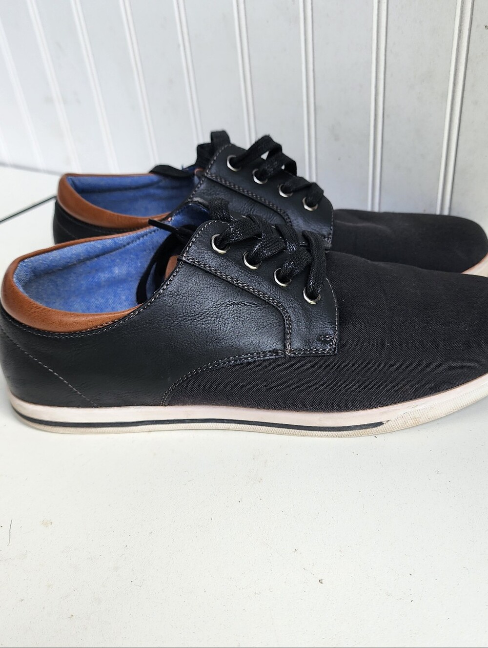 Bruno Marc Rivera Lace Up Shoes Sneakers Oxfords Black Brown Trim Mens Size 8.5